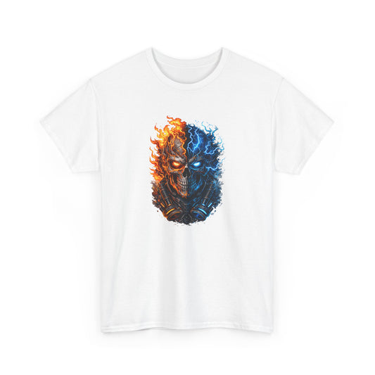 T-Shirt Tête de Mort Feu et Glace – Design Skull Électrique et Flamme – Style Dark