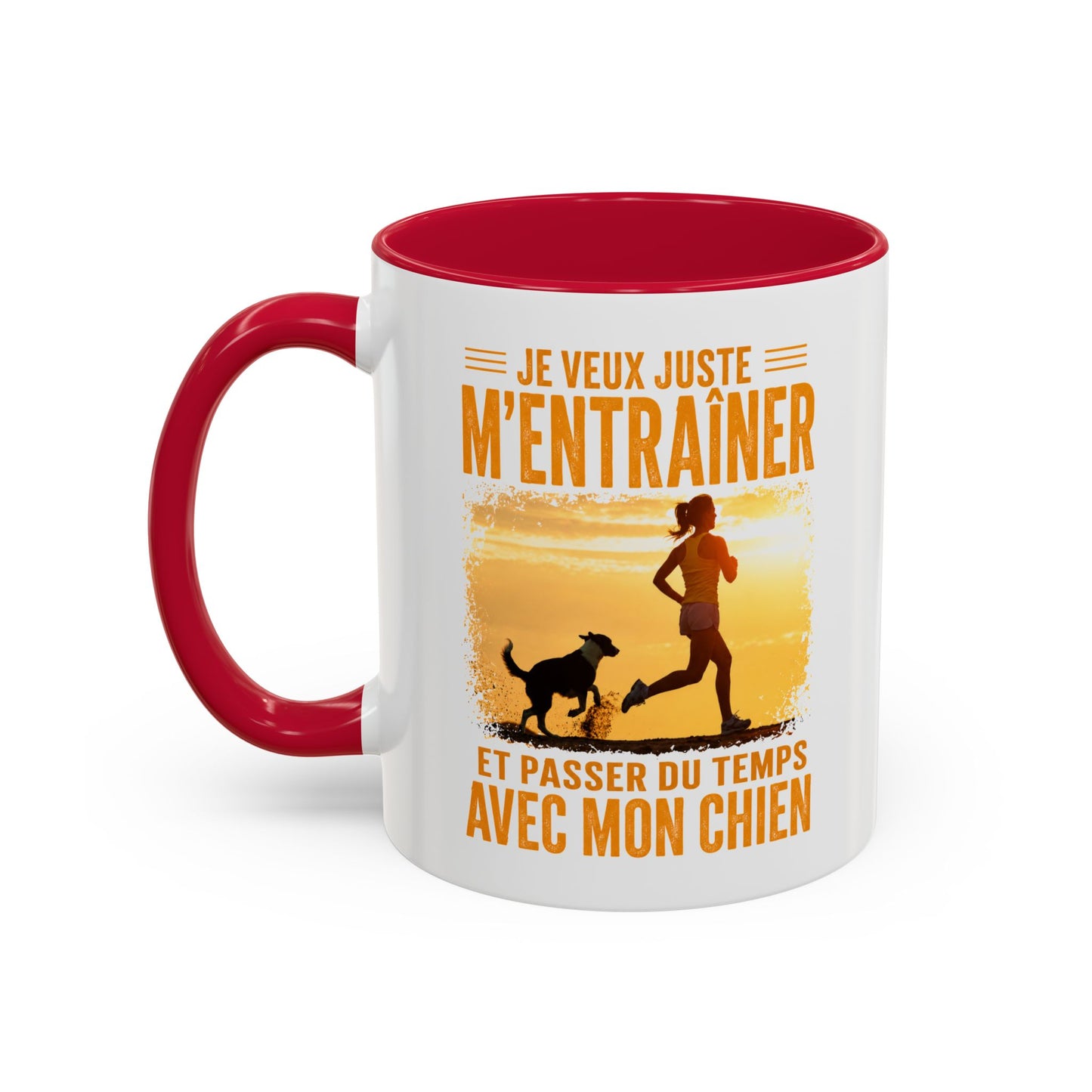 Mug Running Femme avec Chien – Tasse Course à Pied Jogging Sport – Cadeau Coureuse Amoureuse des Chiens Noir Bleu Rouge