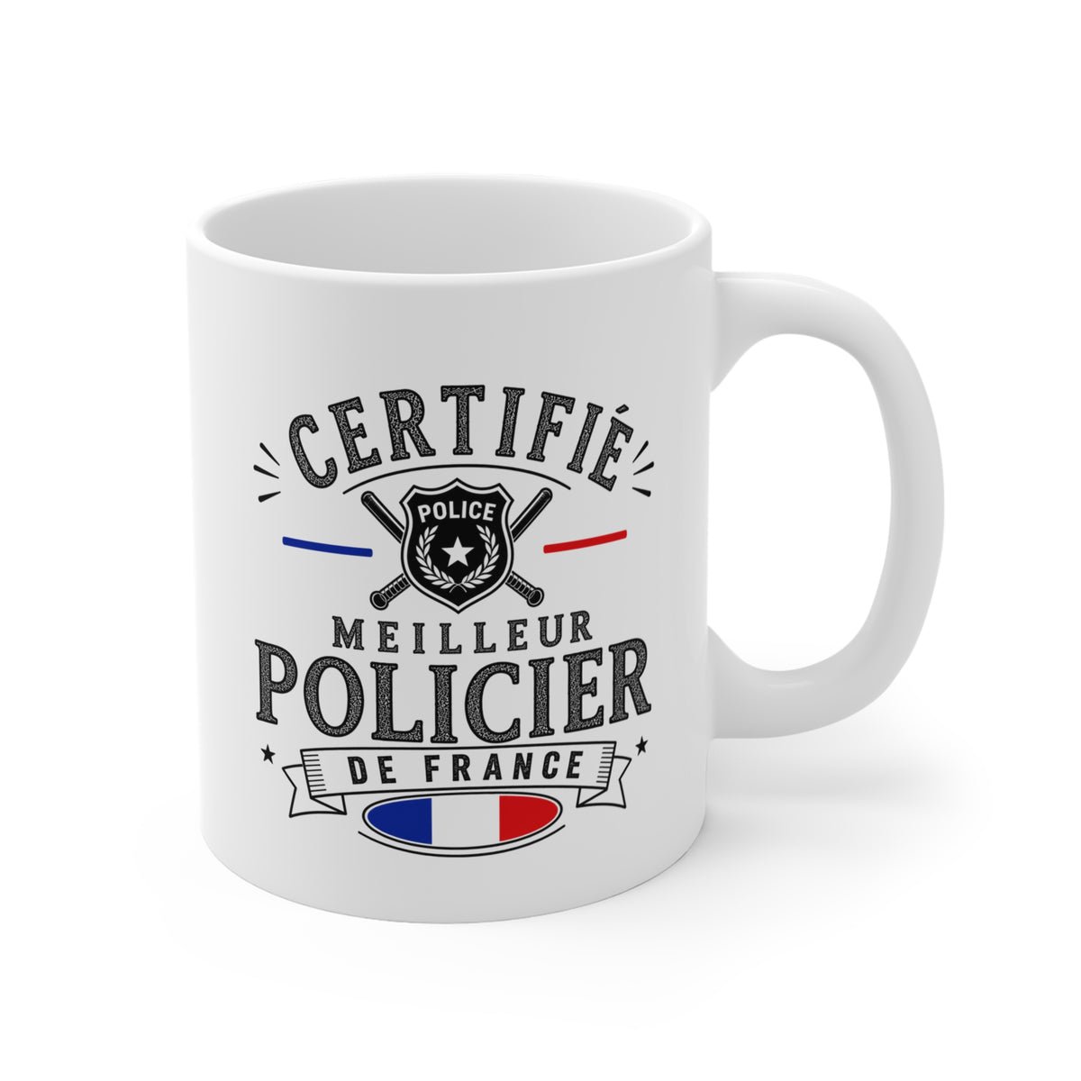 Mug Policier Homme – Certifié Meilleur Policier de France – Tasse Métier Police – Cadeau Original Policier