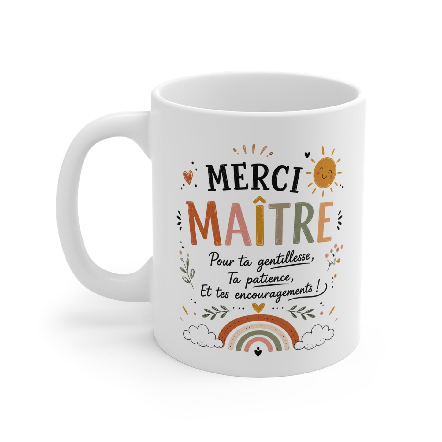 Tasse Merci Maître – Mug Remerciement École Primaire – Cadeau Fin d’Année Enseignant Homme 325ml