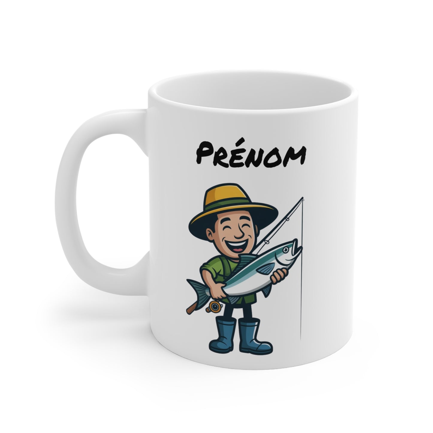 Mug Personnalisable Pêcheur Heureux – Tasse Pêche avec Poisson – Cadeau Original pour Amateur de Pêche