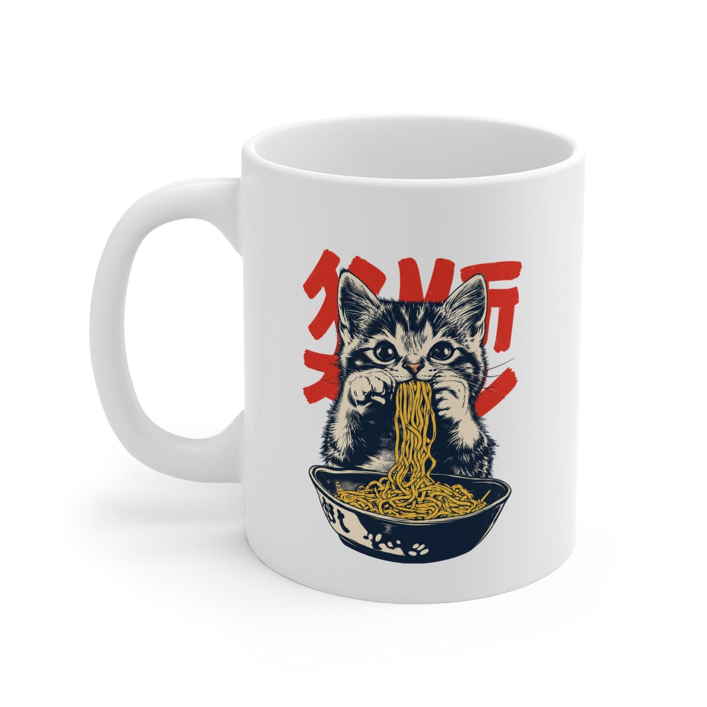 Mug Chat Humour – Tasse Chaton Ramen Nouilles Japonaises – Cadeau Original Amoureux des Chats Homme et Femme