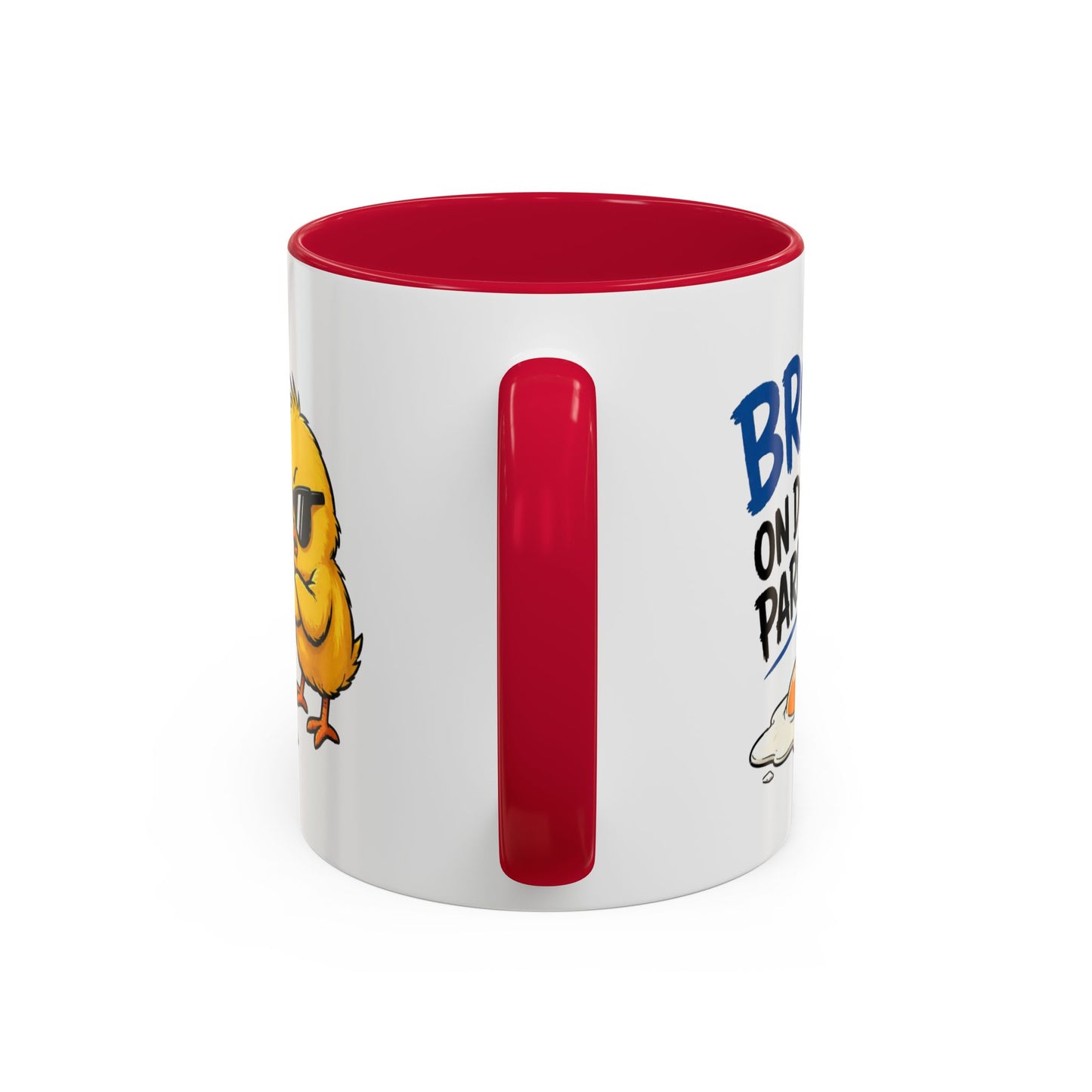 Mug Humour Poussin – Bro On Doit Parler – Tasse Drôle et Décalée – Cadeau Original Fun Céramique 325ml Noir Bleu Rouge