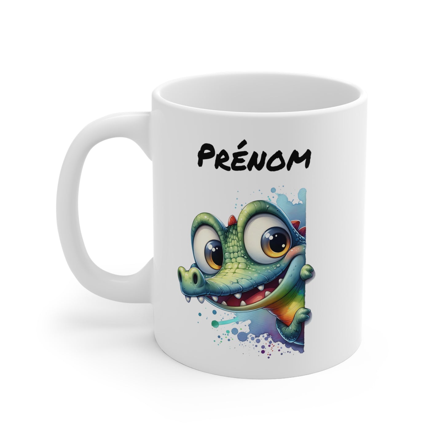 Tasse Personnalisable Crocodile Mignon – Mug Prénom Illustration Colorée – Cadeau Animal Rigolo Jungle 325ml
