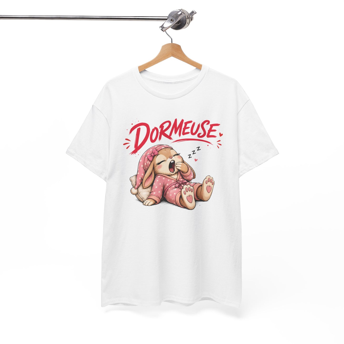 Tee-Shirt Dormeuse – Lapin Mignon Endormi – Cadeau Humour Femme Adulte Amatrice de Siestes