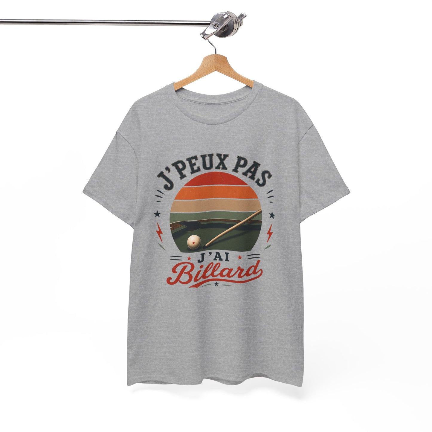 T-Shirt  Homme Femme – J’Peux Pas J’Ai Billard – Tee Shirt Joueur de Billard Vintage Queue de Billard Boule Snooker Pool Français Cadeau Passion