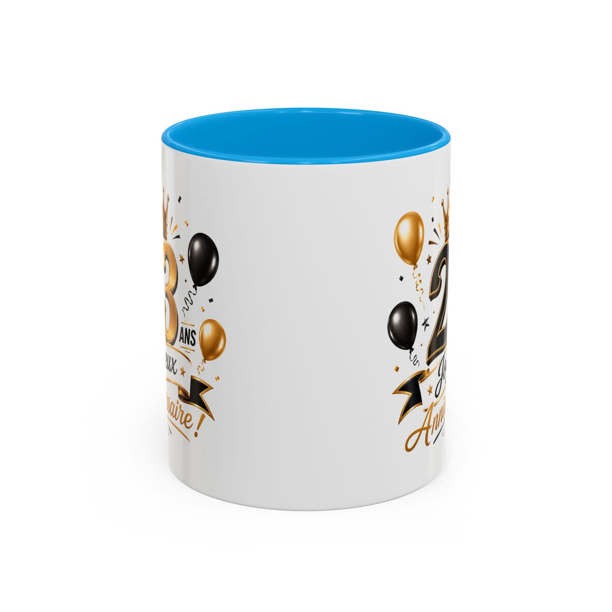 Mug Joyeux 23 Ans – Tasse Anniversaire 23 Ans – Cadeau Original pour Femme Homme – Idée Cadeau 23e Anniversaire Noir Bleu Rouge