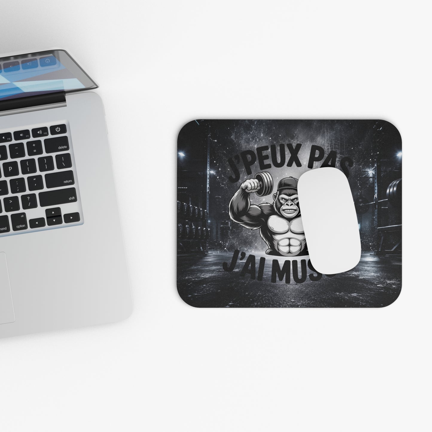 Tapis de Souris 22x18cm J’Peux Pas J’Ai Muscu – Gorille Bodybuilder Humour – Cadeau Musculation Fitness Homme Femme – Bureau Gaming