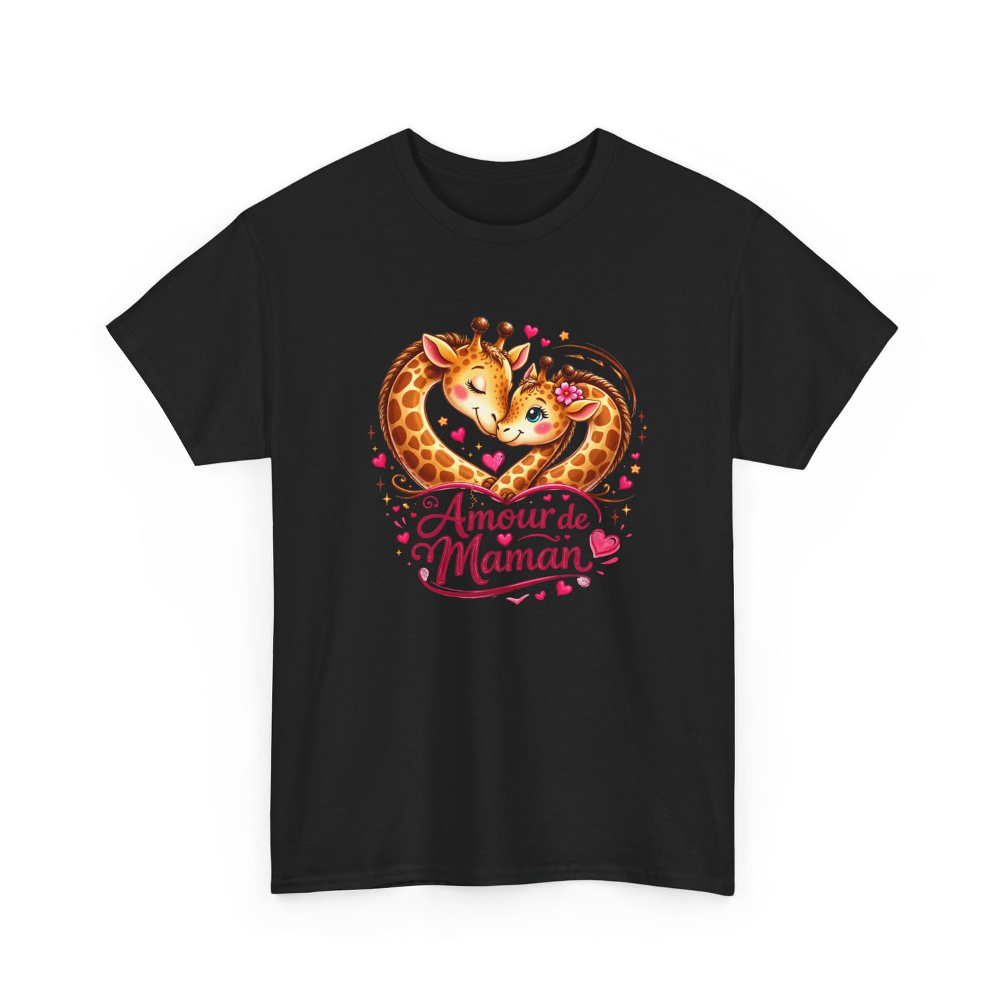 T-Shirt Amour de Maman Girafe – Design Mignon Animaux Cœur – Cadeau Fête des Mères