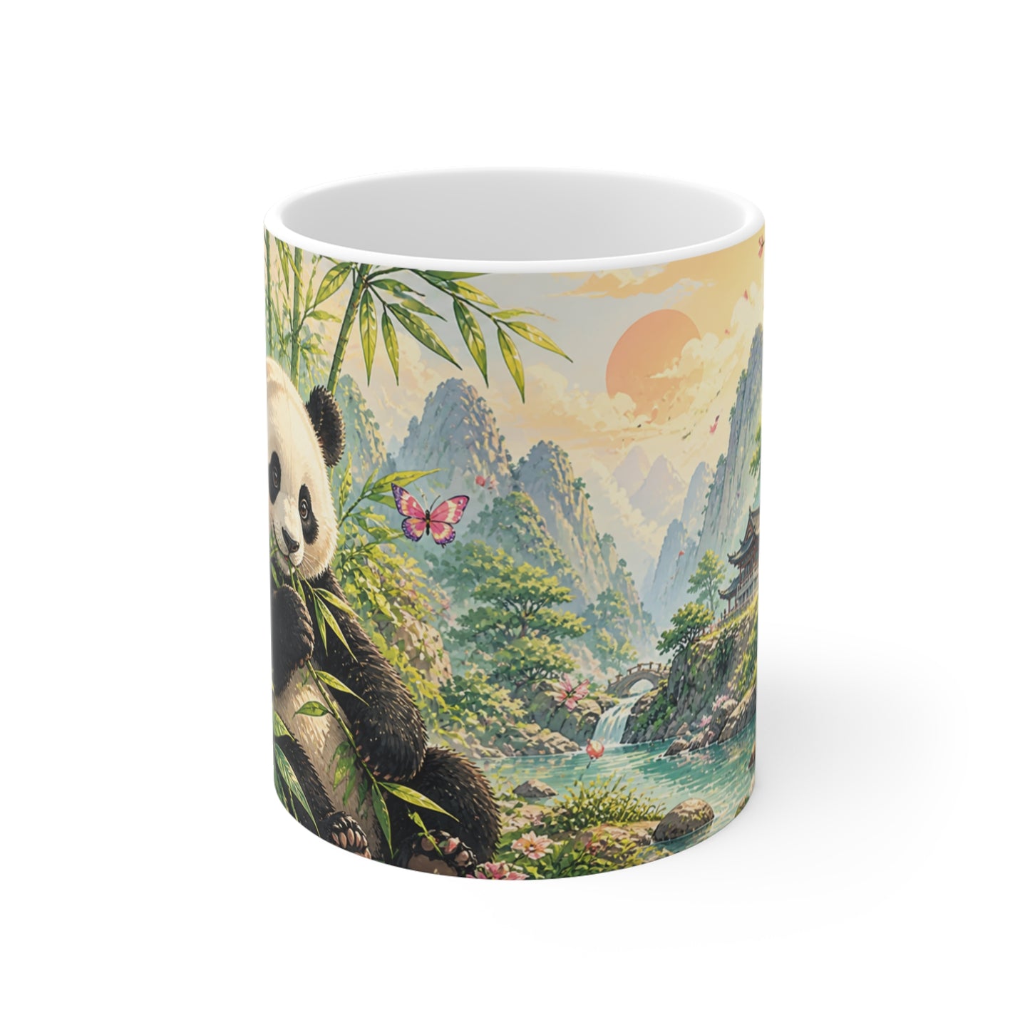 Tasse Panda Bambou et Jardin Japonais – Mug Nature Zen Asiatique – Cadeau Homme Femme Enfant 325ml