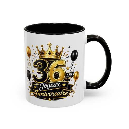 Mug Joyeux 36 Ans – Tasse Anniversaire 36 Ans – Cadeau Original pour Femme Homme – Idée Cadeau 36e Anniversaire Noir Bleu Rouge