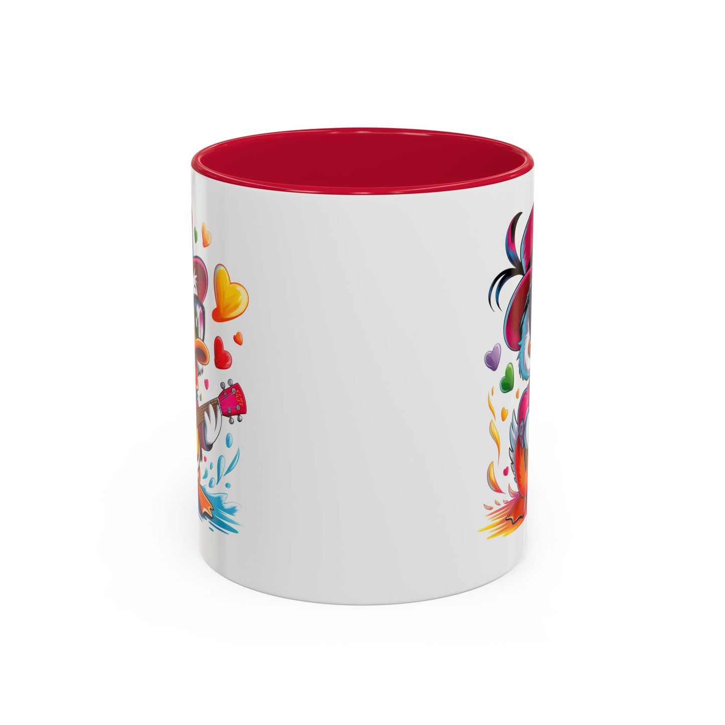 Mug Canard Musicien Stylé – Tasse Design Fun avec Guitare, Lunettes et Cœurs – Cadeau Original 325ml