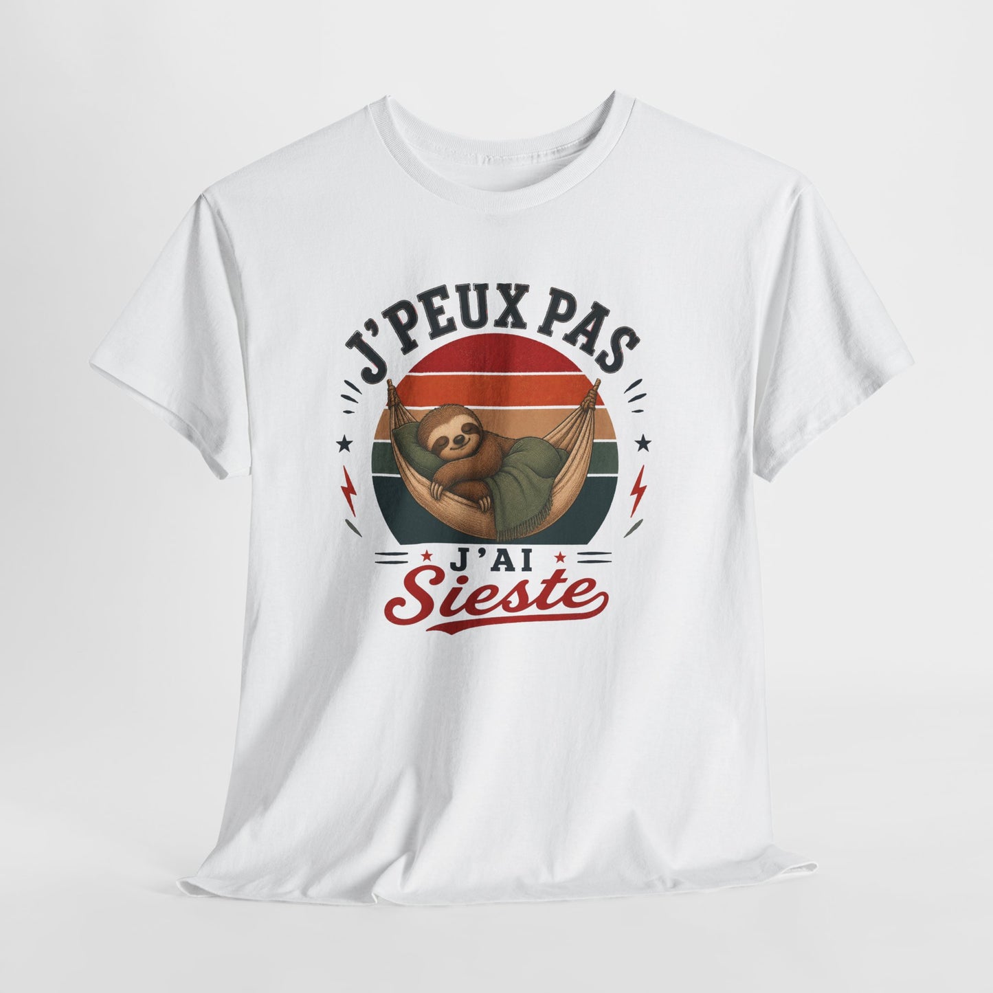 T-Shirt J’Peux Pas J’Ai Sieste – Tee Shirt Humour Paresseux Vintage – Cadeau Repos Homme Femme