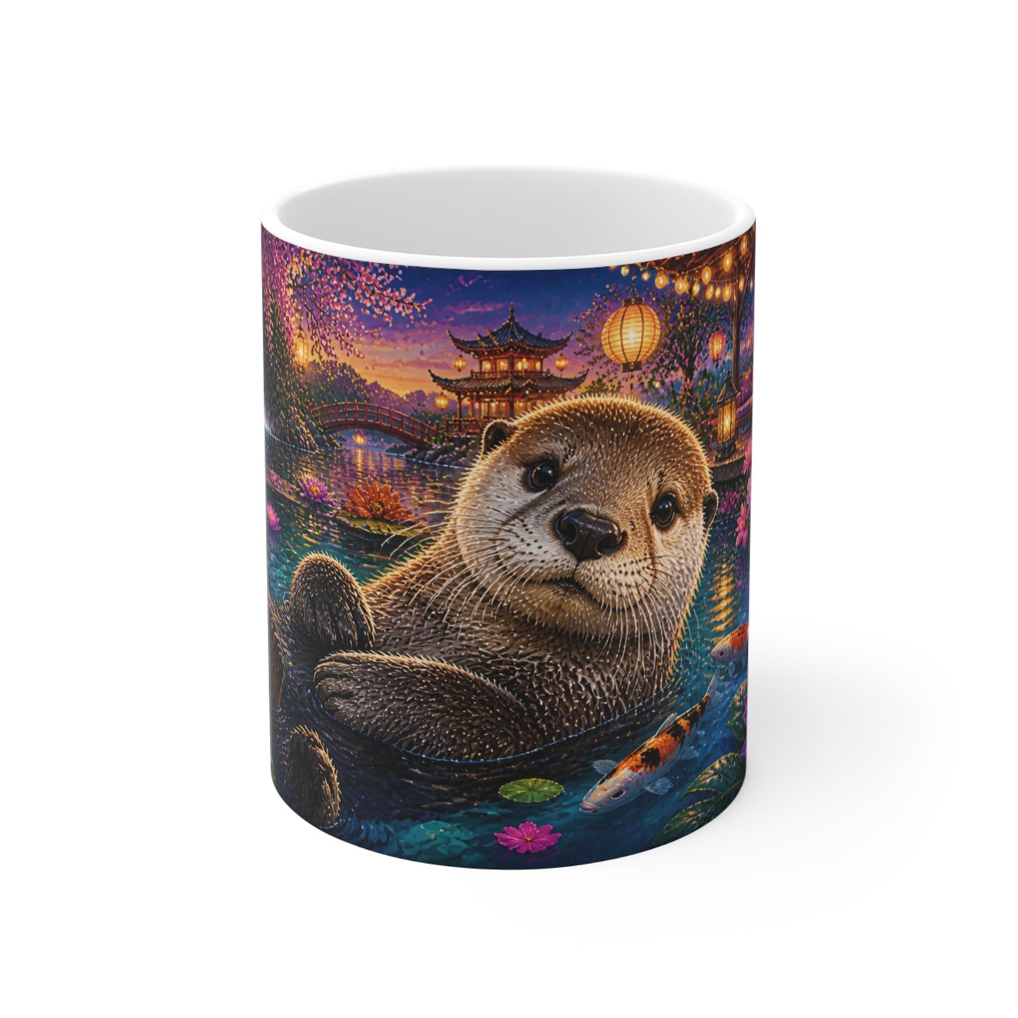 Tasse Loutre Zen – Mug Jardin Japonais Coloré – Cadeau Animaux Homme Femme Enfant 325ml