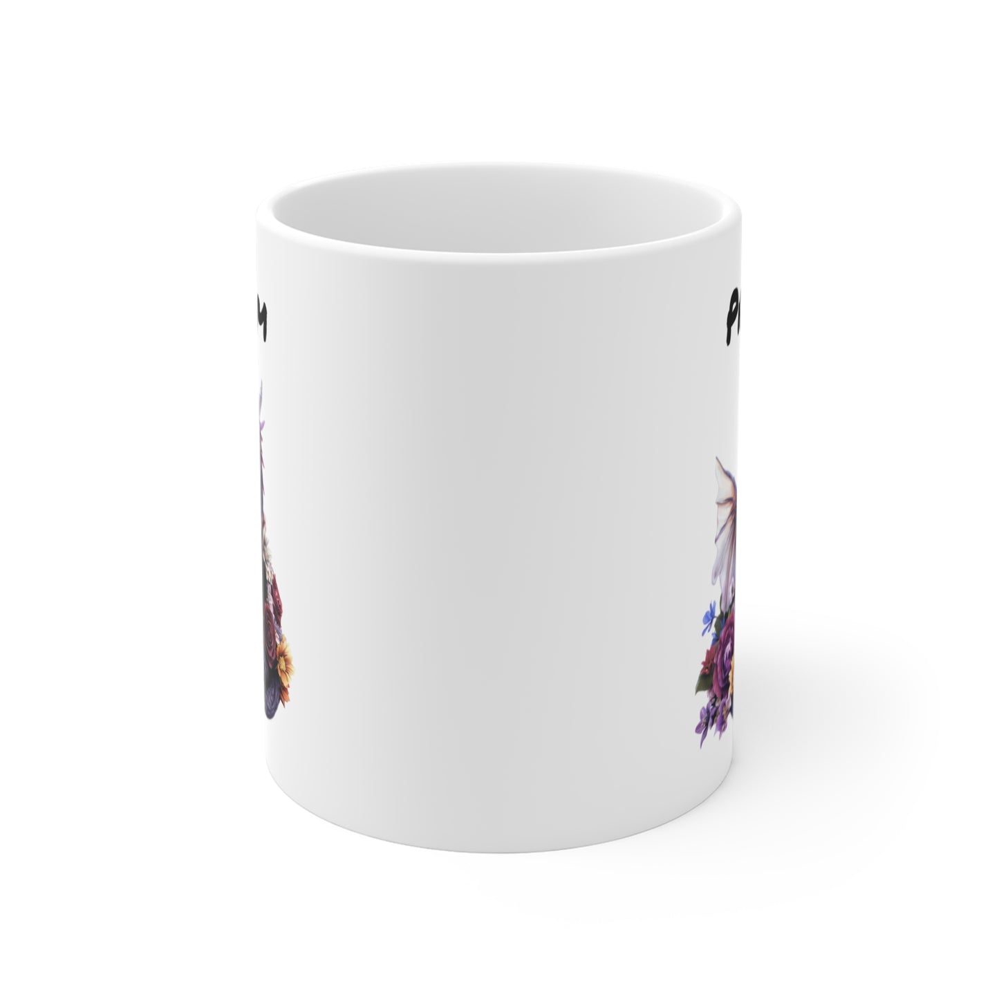 Tasse Personnalisable Dragon Violet et Fleurs – Mug Prénom Fantasy Bohème – Cadeau Magique Féérique 325ml
