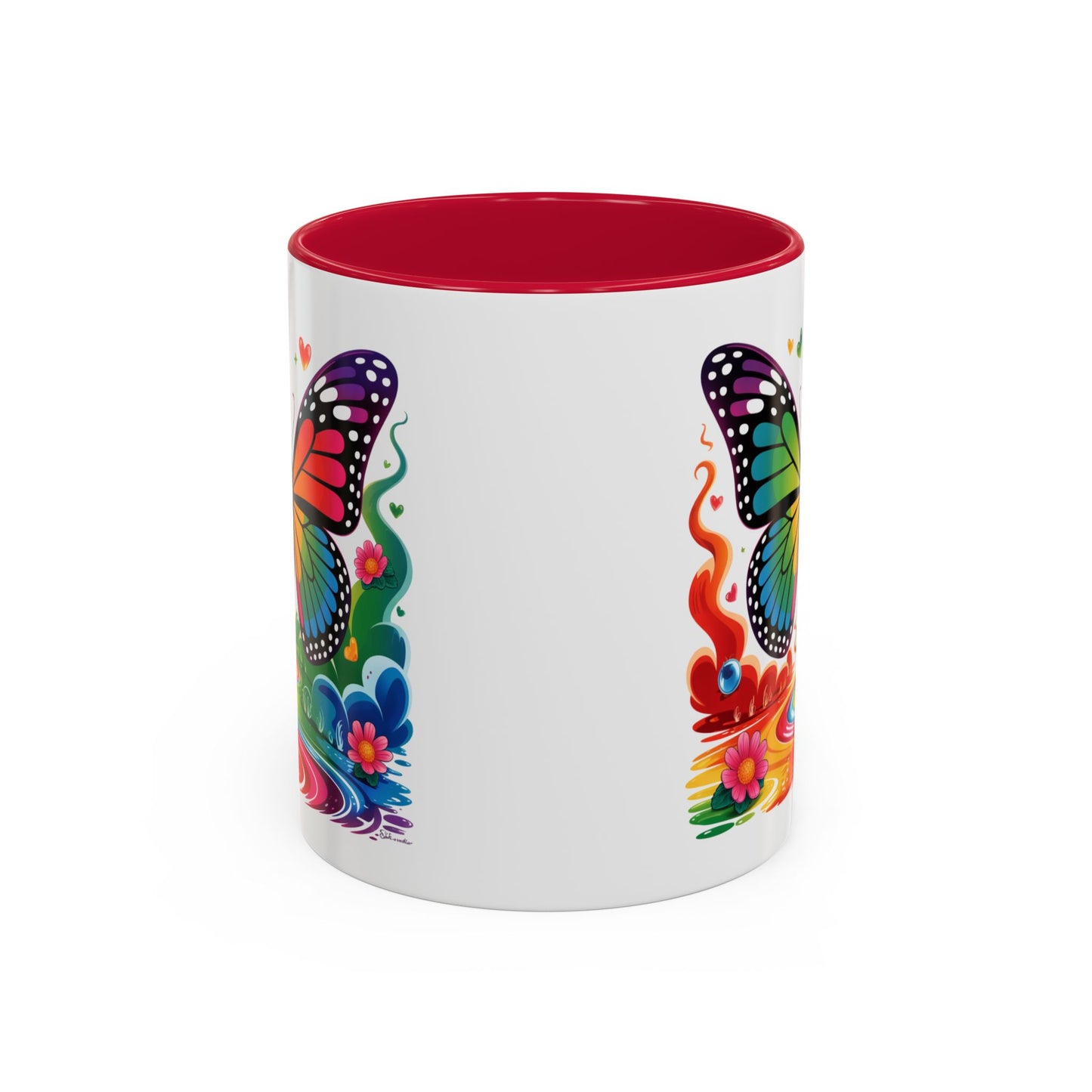Mug Papillon Multicolore – Tasse Arc-en-Ciel Nature Féérique – Cadeau Artistique et Coloré – Céramique 325ml