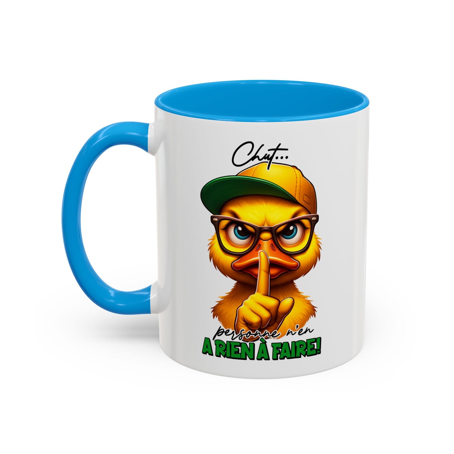 Tasse Chut Personne N’a Rien À Faire – Mug Canard Humour Drôle Cartoon – Cadeau Fun 325ml
