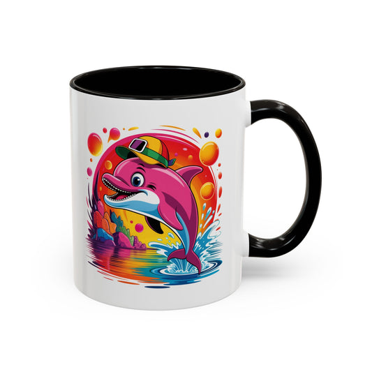 Mug Dauphin Coloré avec Casquette – Tasse Océan Kawaii Design Tropical et Fun – Cadeau Original 325ml