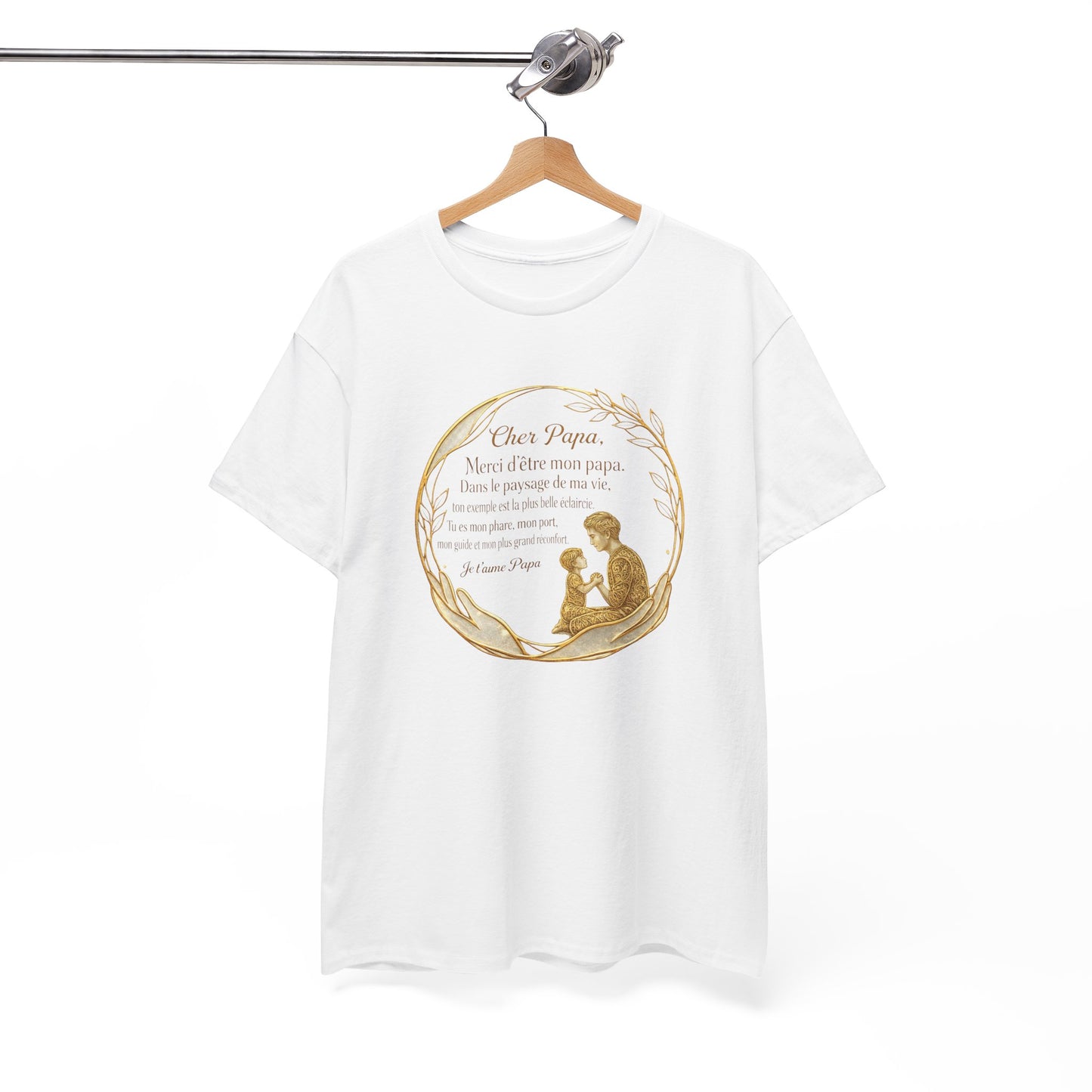 T-Shirt Cadeau Papa Texte Émotionnel – Tee Shirt Fête des Pères Original – Message Amour Papa Élégant