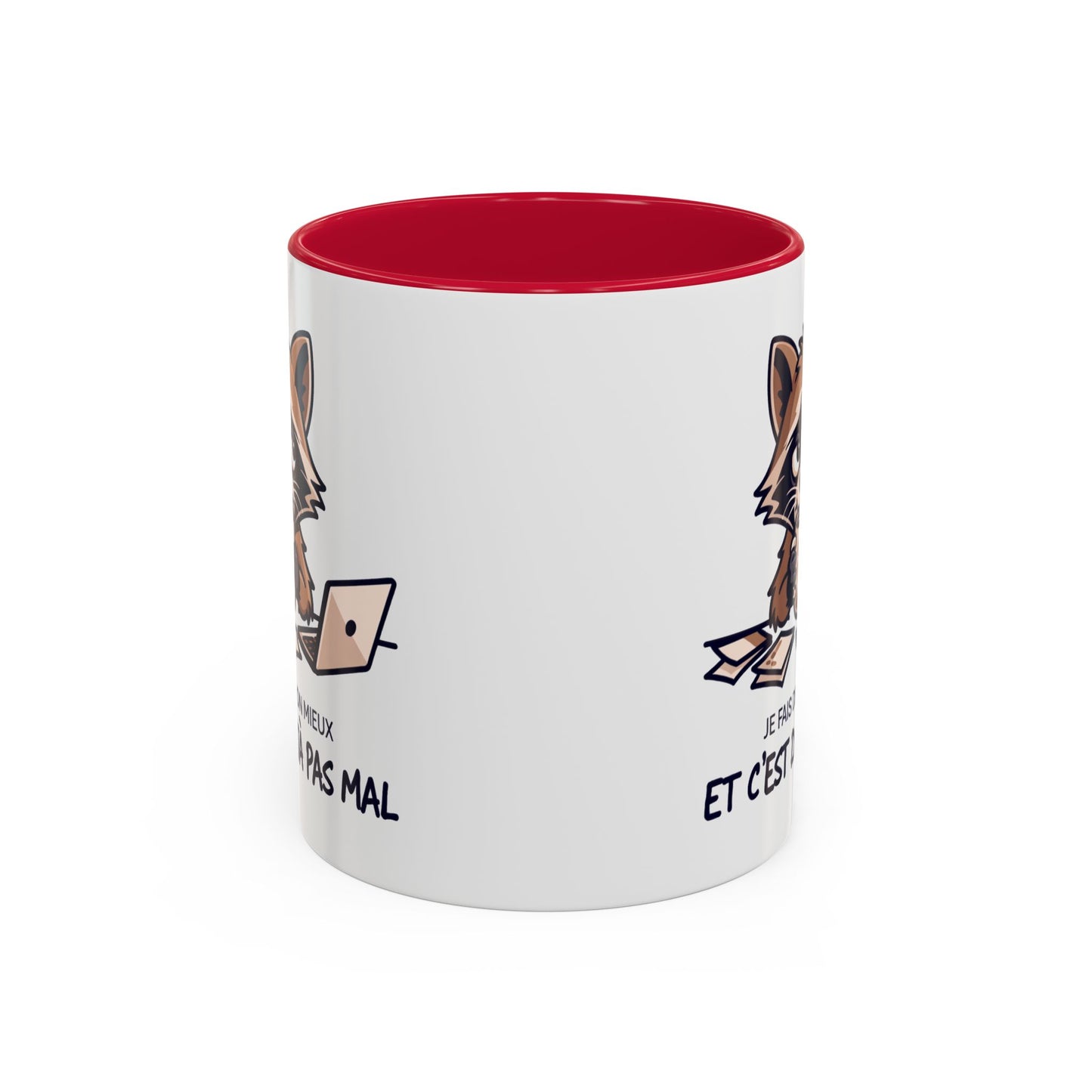 Mug Humoristique Raton Laveur – Je fais de mon mieux et c’est déjà pas mal – Tasse Café Motivation Positive 325ml