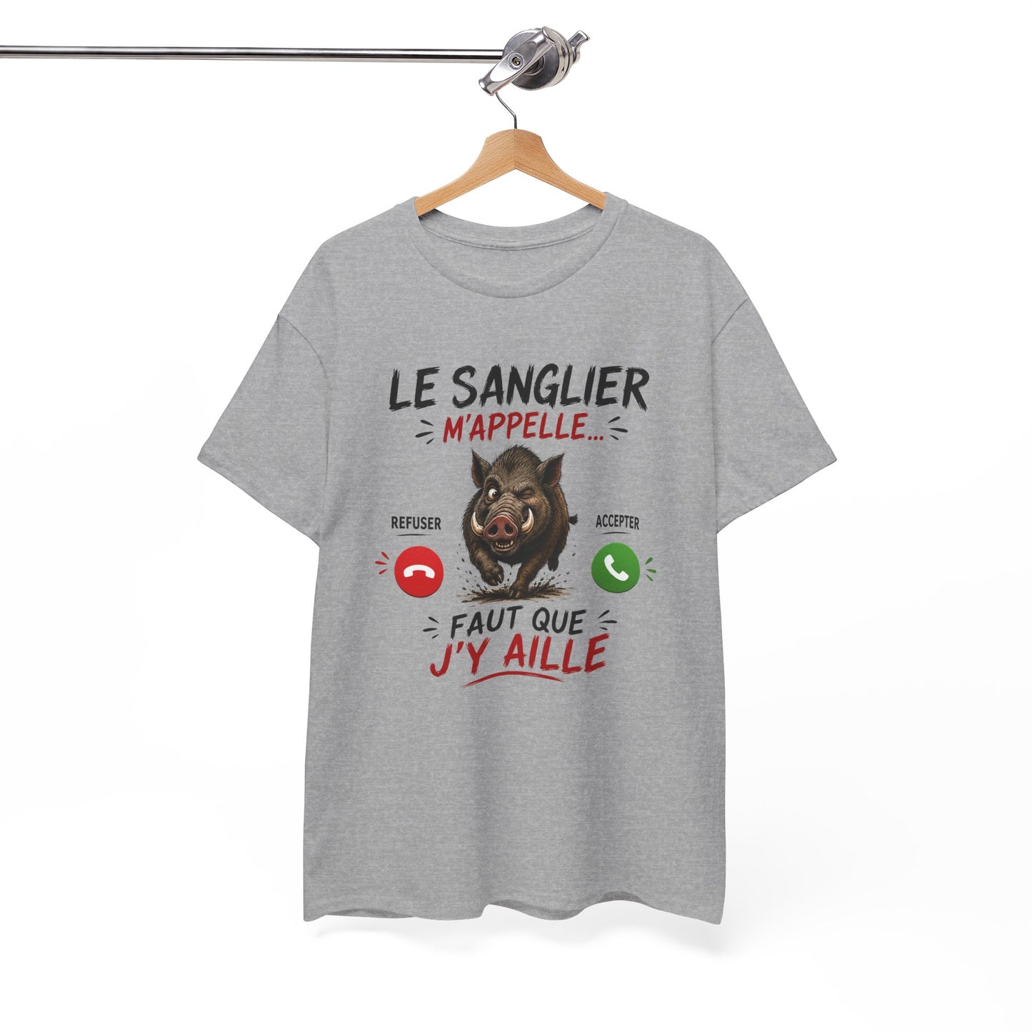Tee-Shirt Le Sanglier M’Appelle Faut Que J’Y Aille – Cadeau Humour Chasseur Homme Femme Adulte