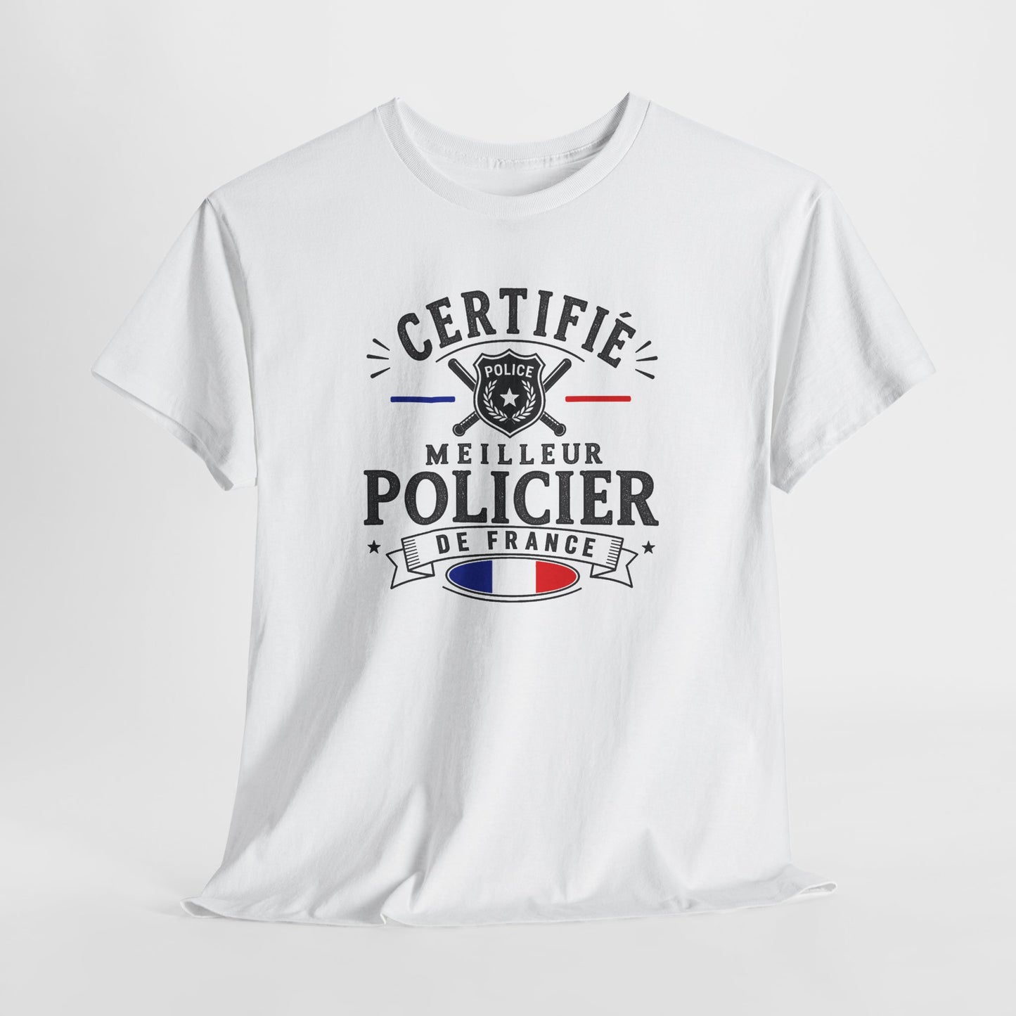 Tee Shirt Policier Homme – Certifié Meilleur Policier de France – T-Shirt Métier Police Cadeau Original Homme