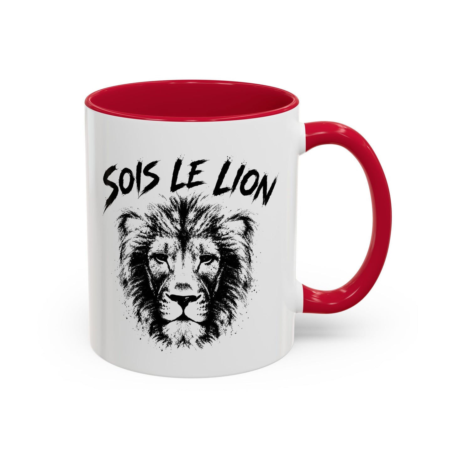 Mug Lion Motivant – Tasse Animaux Sauvages – Cadeau Original Homme et Femme, Courage Force Caractère Noir Bleu Rouge