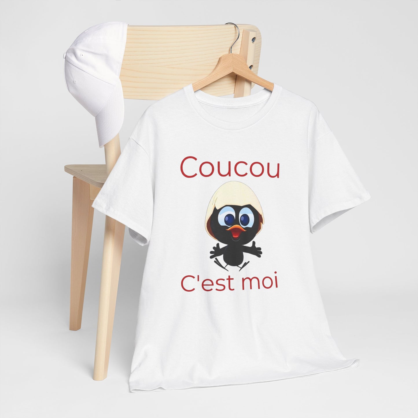 T-Shirt Calimero Cartoon Humour – Coucou C’est Moi Rouge – Tee Shirt Vintage Drôle Homme Femme