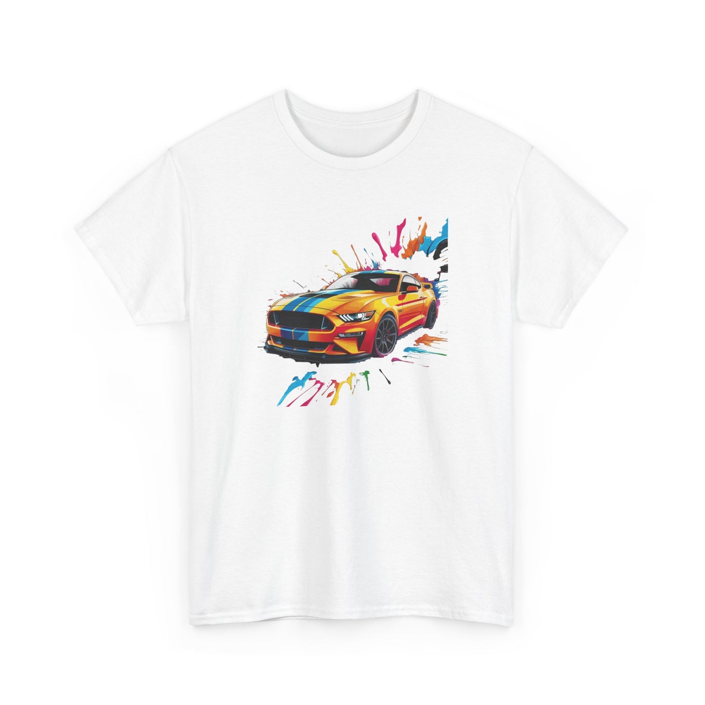 T-Shirt Voiture Sport Colorée – Tee Shirt Muscle Car Street Art – Cadeau Passion Auto Noir Blanc Gris