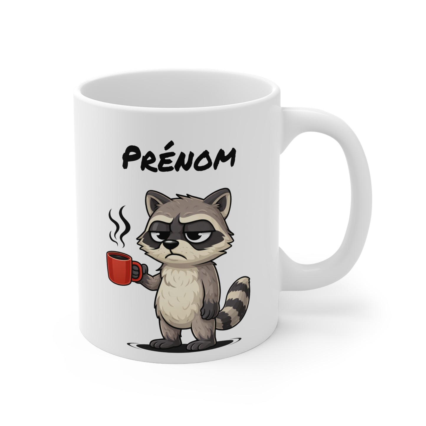 Mug Raton Laveur Fatigué Personnalisable 325ml – Tasse Café Humour Animal Mignon Drôle Réveil Difficile Cadeau