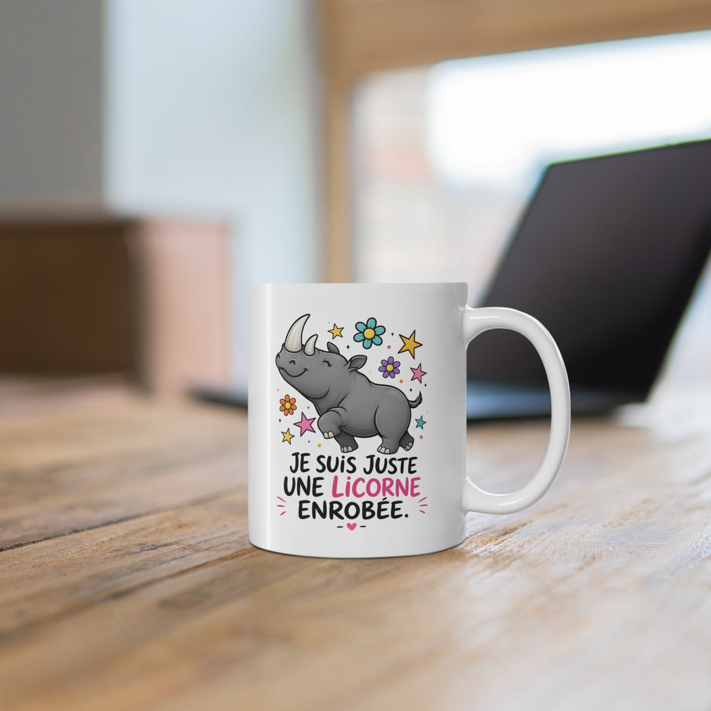 Mug Femme Humoristique – Tasse Rhinocéros Licorne – Idée Cadeau Originale Anniversaire Amie Collègue – 325 ml