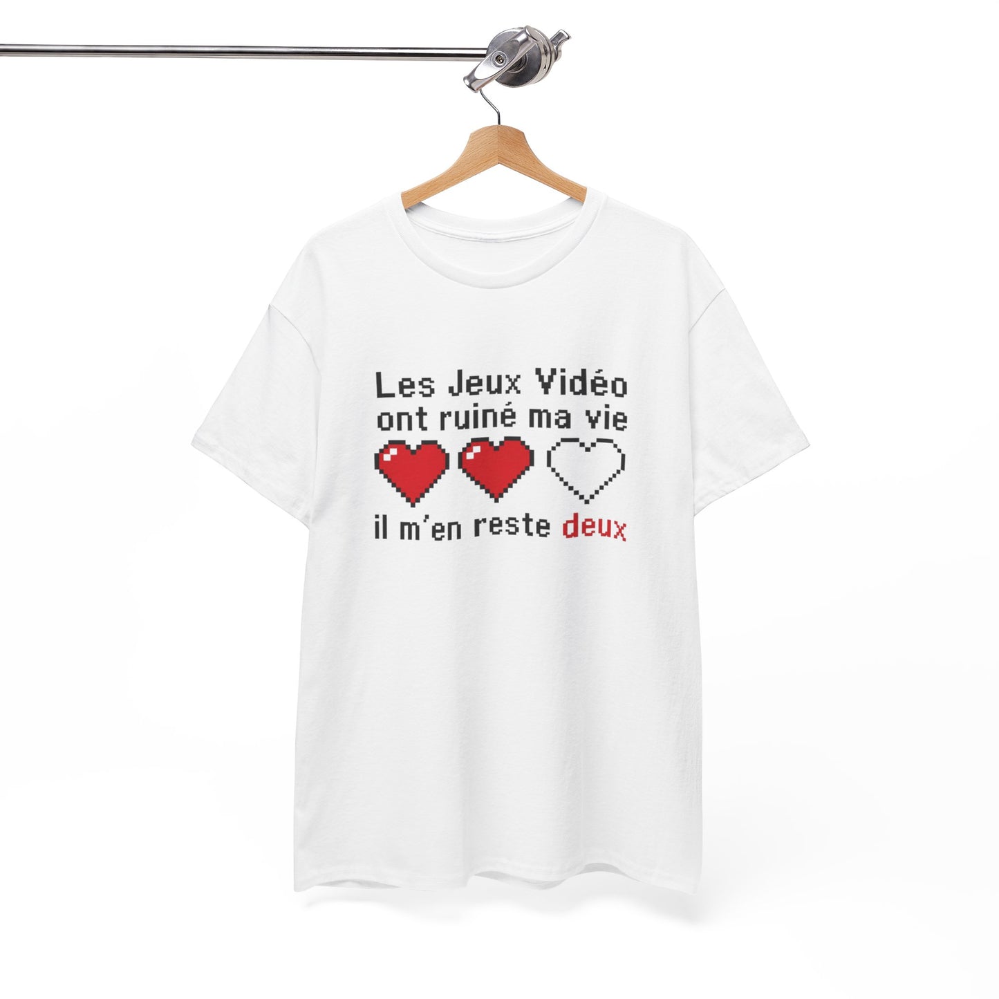 T-Shirt Gamer Humour Homme Femme – Les Jeux Vidéo Ont Ruiné Ma Vie Il M’en Reste Deux – Tee Shirt Gaming Geek Retro Pixel