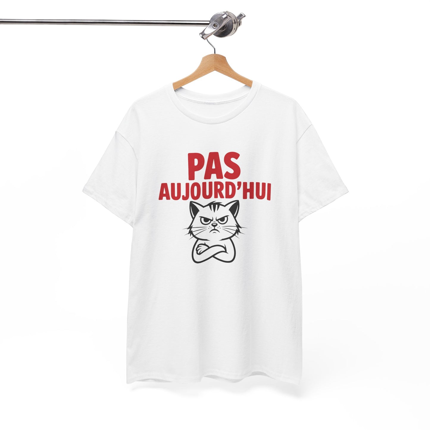 T-Shirt Humour Pas Aujourd’hui Chat Grincheux – Tee Shirt Drôle Anti Motivation Fatigue Travail Bureau Cadeau Homme Femme