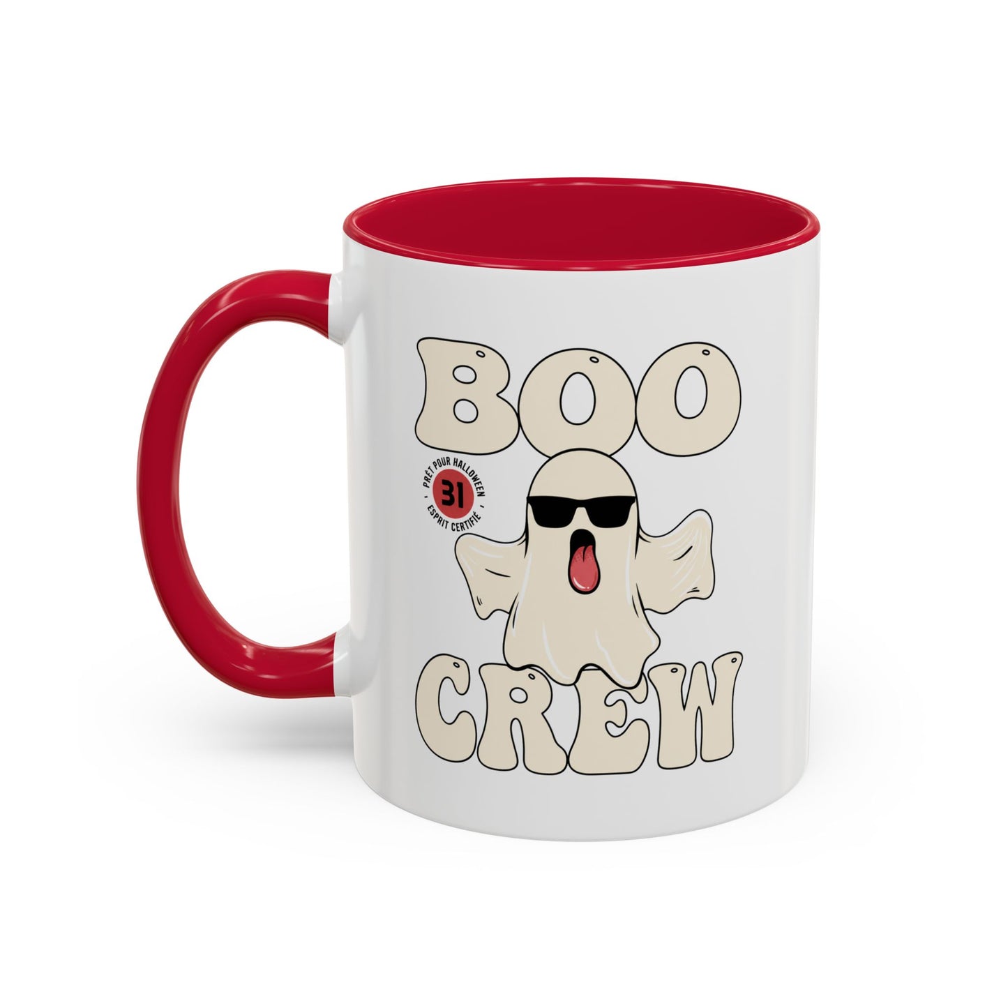 Mug Halloween Fantôme – Tasse Boo Crew – Cadeau Original Homme et Femme, Décoration Effrayante Humour Noir Bleu Rouge