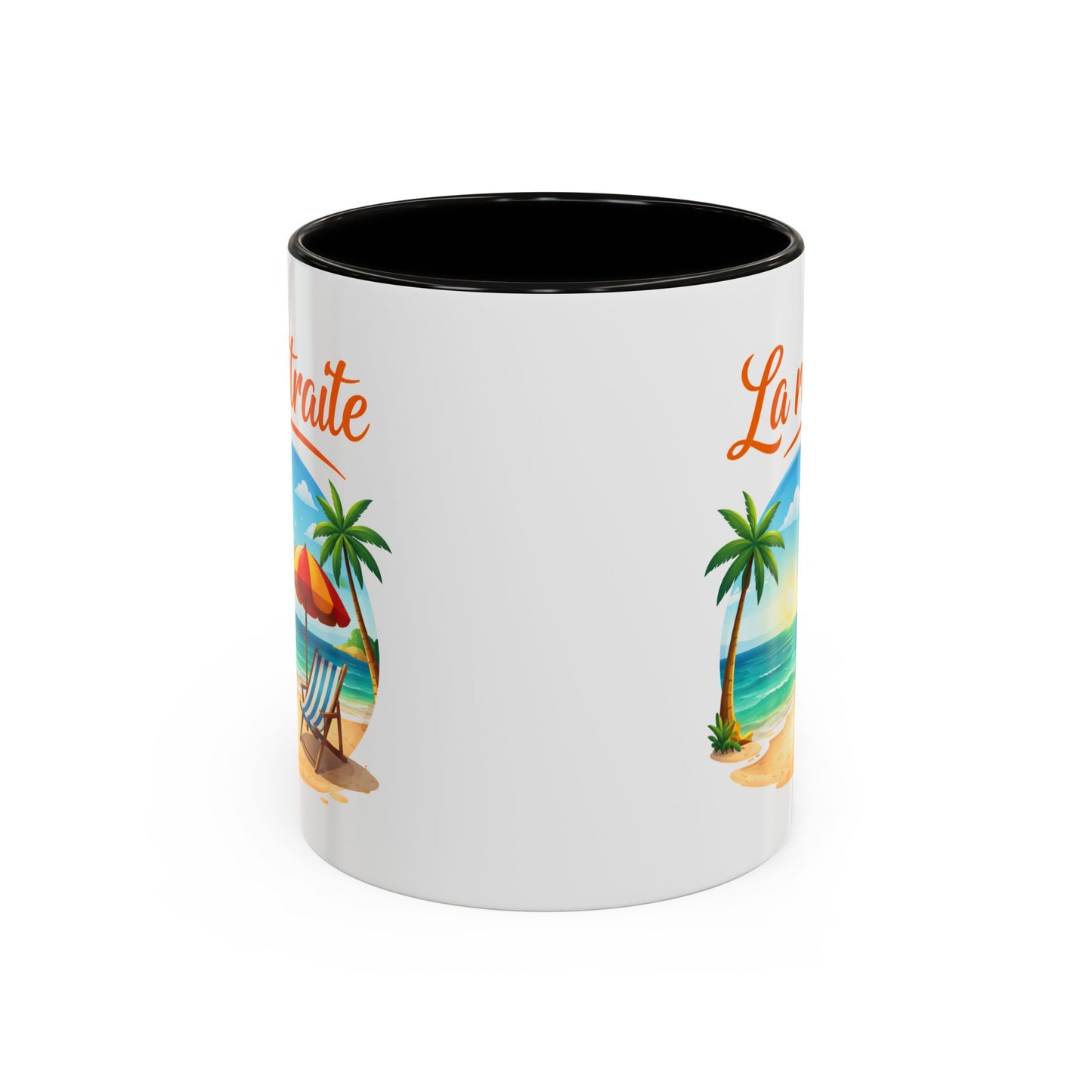 Mug Retraite Plage Tropicale – Tasse Vacances Soleil Mer Palmiers – Cadeau Départ Retraite Homme Femme – Céramique 325ml Noir Bleu Rouge