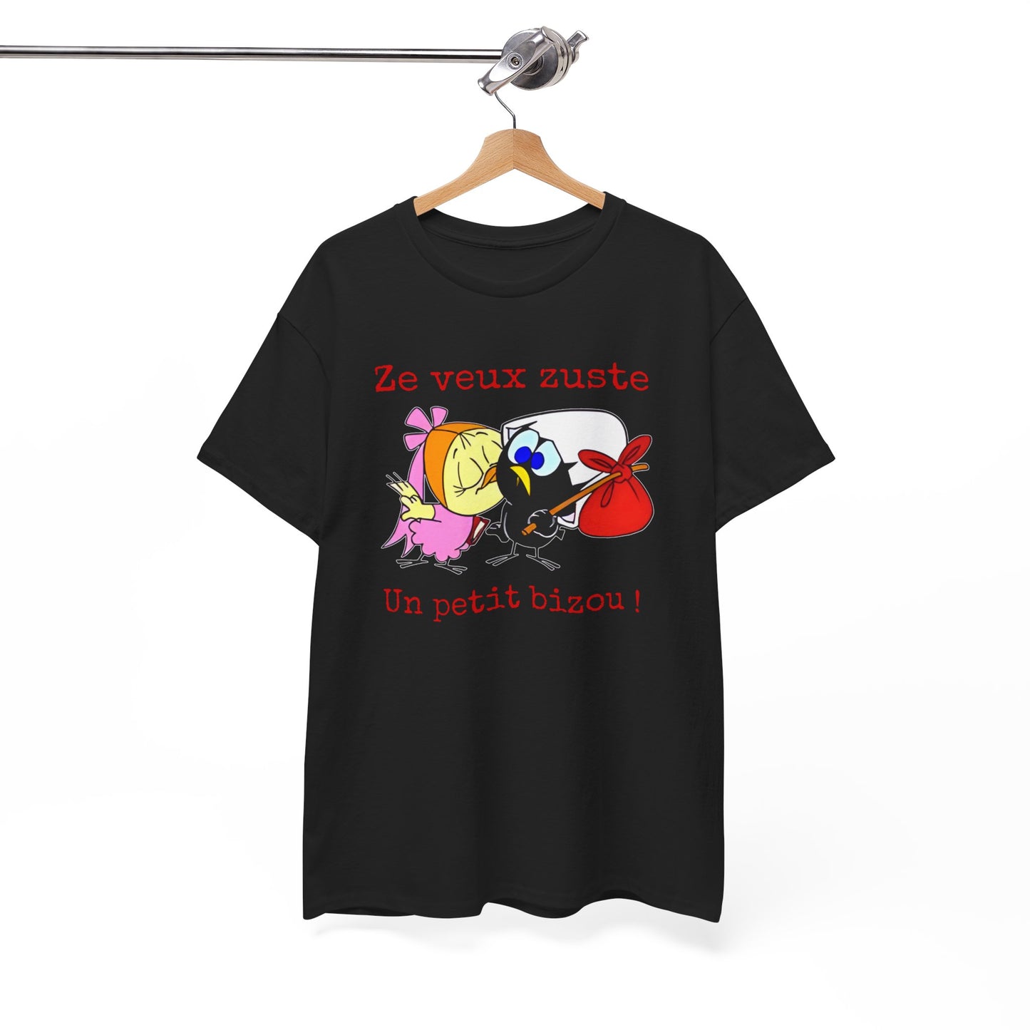T-Shirt Calimero Humour Cartoon – Ze Veux Zuste Un Petit Bizou – Tee Shirt Vintage Drôle Homme Femme