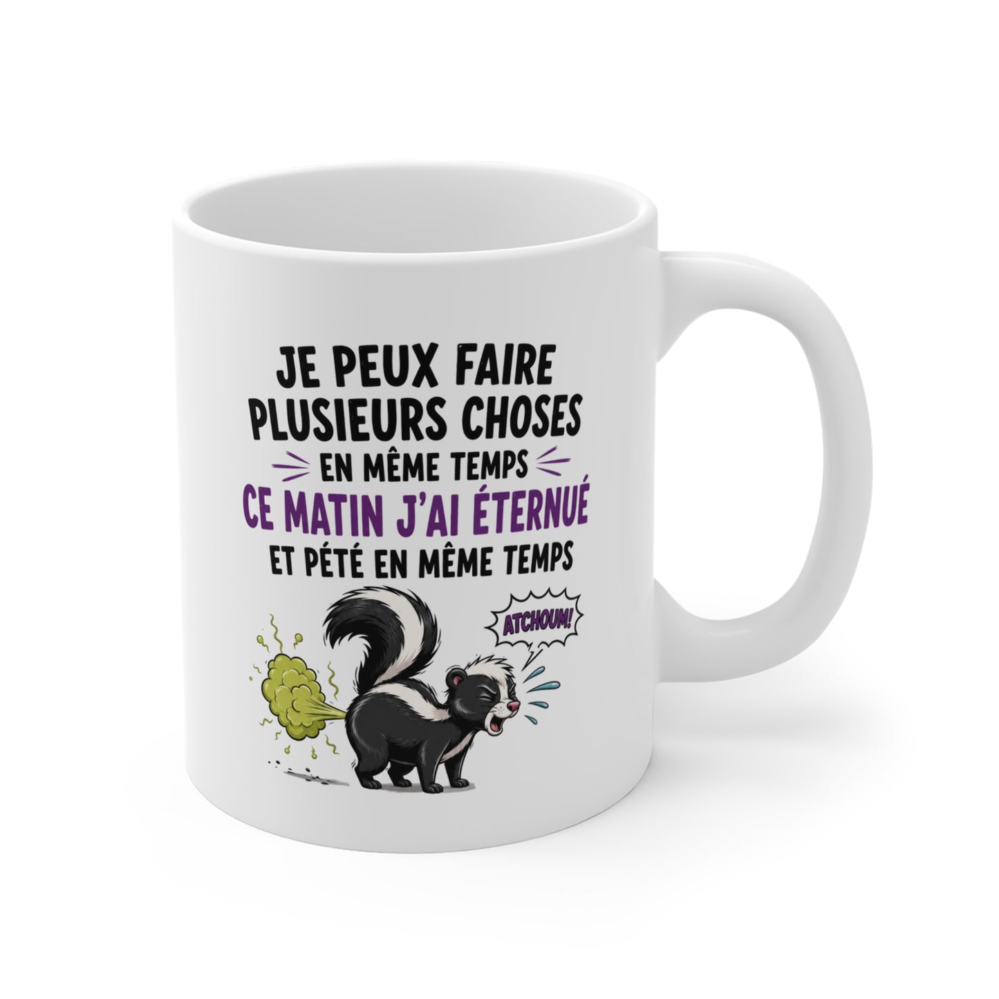 Mug Humour Homme et Femme – Putois Drôle Multitâche Fatigué – Tasse Rigolote Idée Cadeau Original Anniversaire Collègue Ami Amie 325 ml