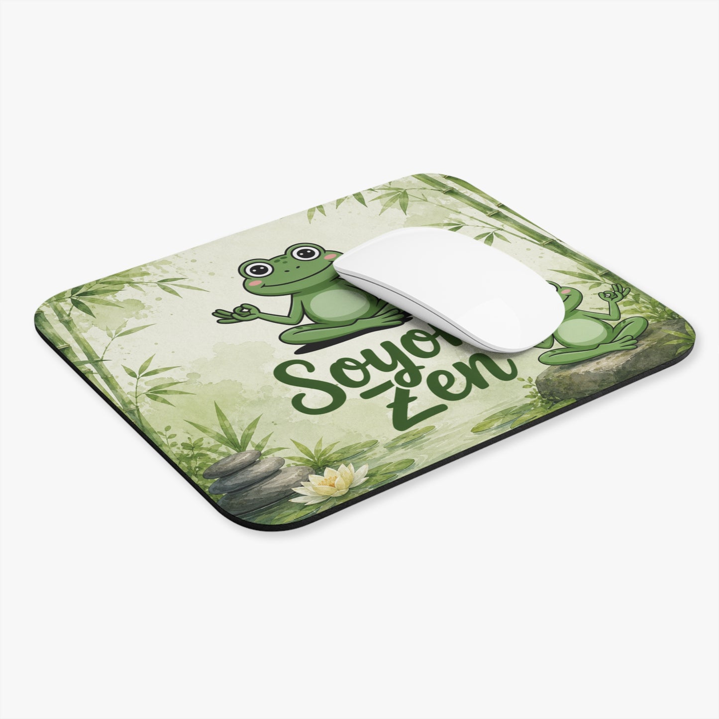Tapis de Souris 22x18cm Soyons Zen Grenouille Méditation Cadeau Humour Homme Femme Relaxation Yoga Zen Bureau Gaming