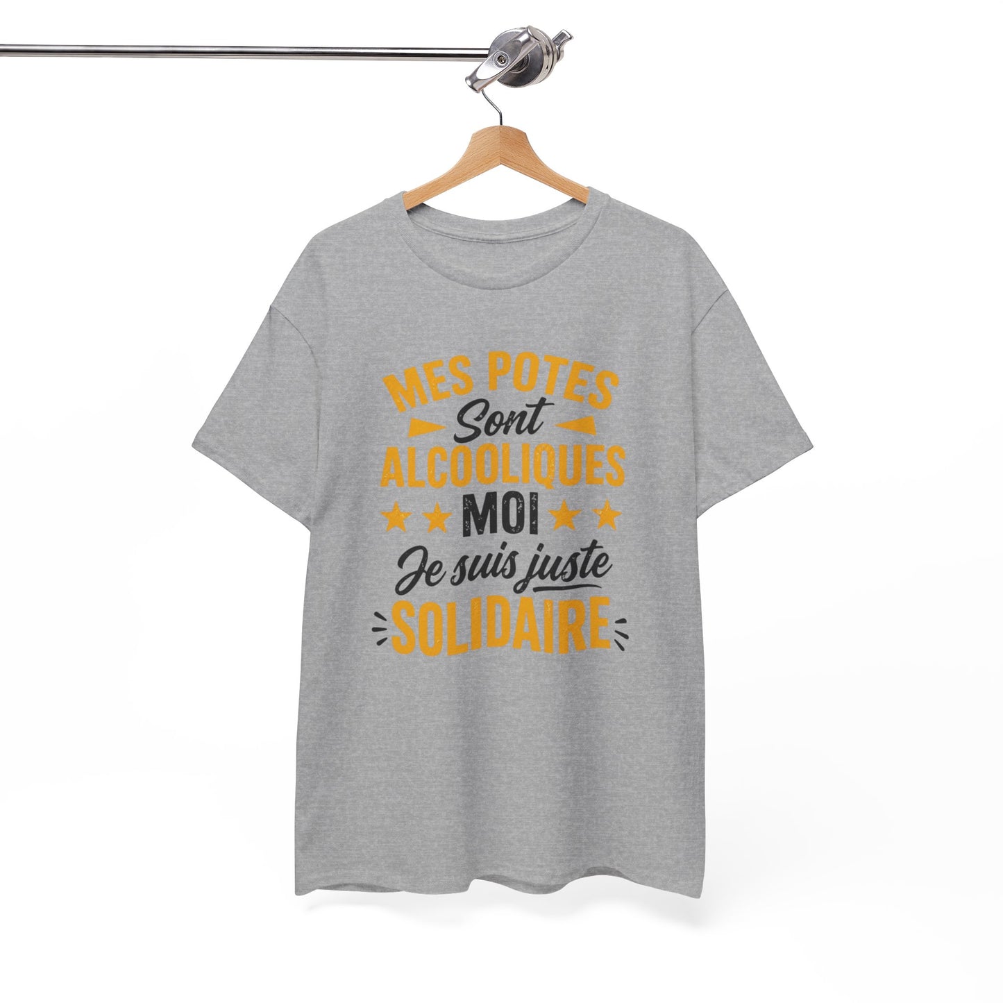 T-Shirt Humour Apéro Homme Femme – Mes Potes Sont Alcooliques Moi Je Suis Juste Solidaire – Tee Shirt Drôle Alcool