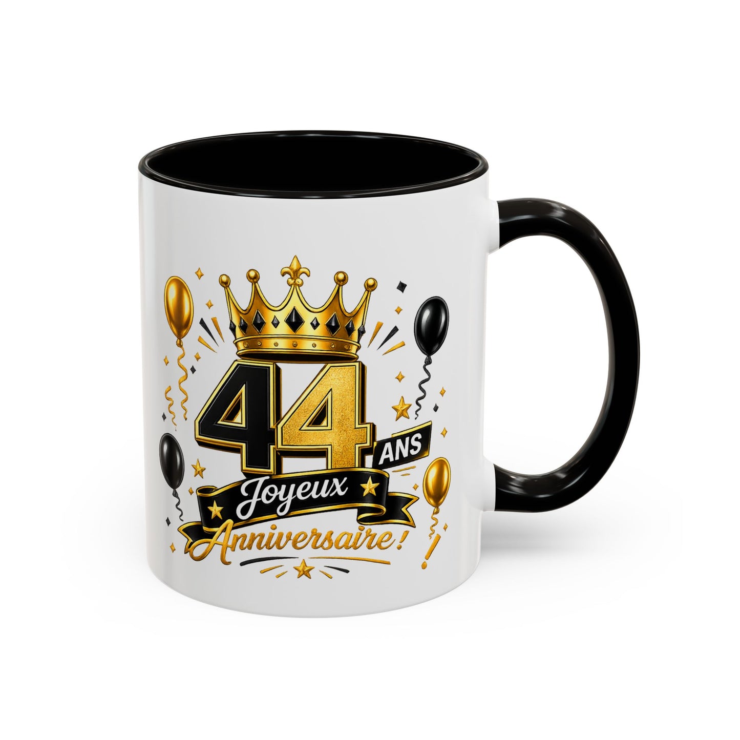 Mug Joyeux 44 Ans – Tasse Anniversaire 44 Ans – Cadeau Original pour Femme Homme – Idée Cadeau 44e Anniversaire Noir Bleu Rouge