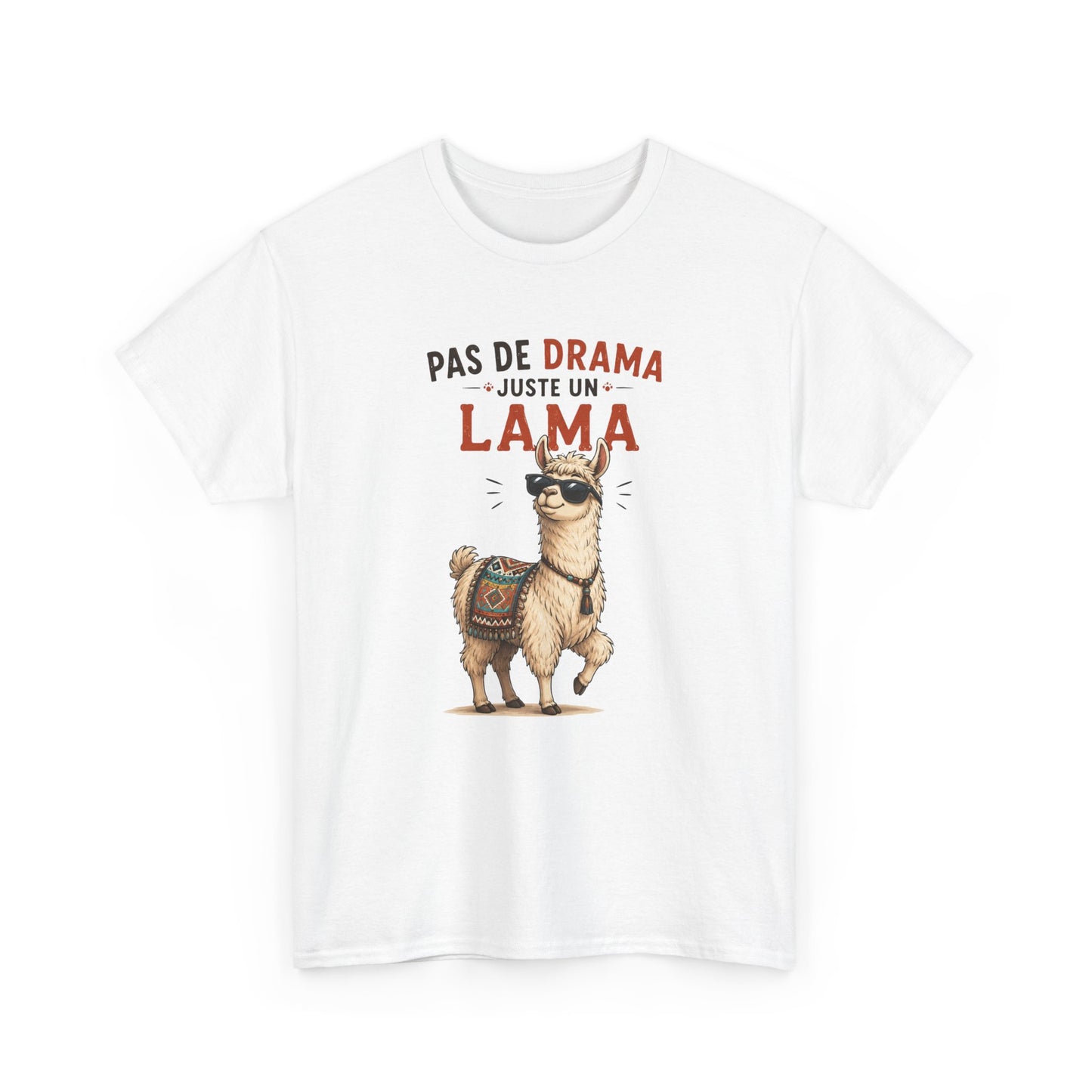 T-Shirt Humour Homme et Femme – Lama Drôle avec Lunettes – Animal Rigolo – Cadeau Original Anniversaire