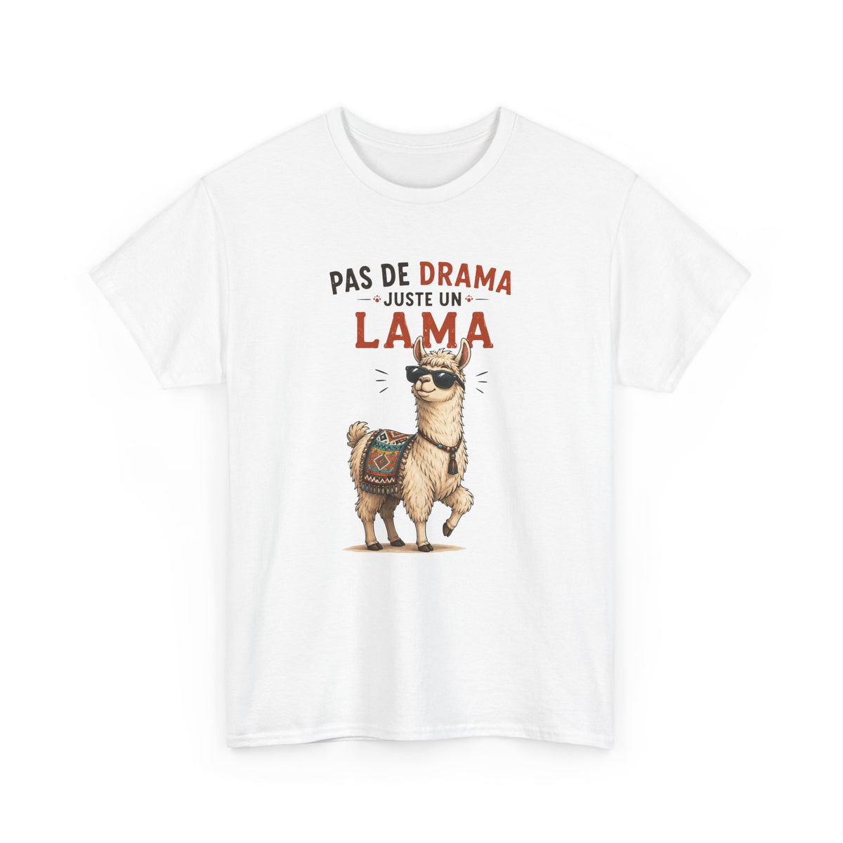 T-Shirt Humour Homme et Femme – Lama Drôle avec Lunettes – Animal Rigolo – Cadeau Original Anniversaire