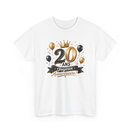 Tee Shirt Anniversaire 20 Ans Homme et Femme Joyeux Anniversaire Cadeau 20 Ans Idée Cadeau Adulte