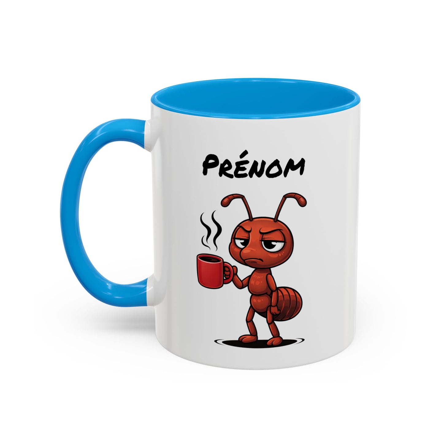 Mug Fourmi Fatiguée Personnalisable 325ml – Tasse Café Humoristique Prénom Cadeau Original Noir Bleu Rouge