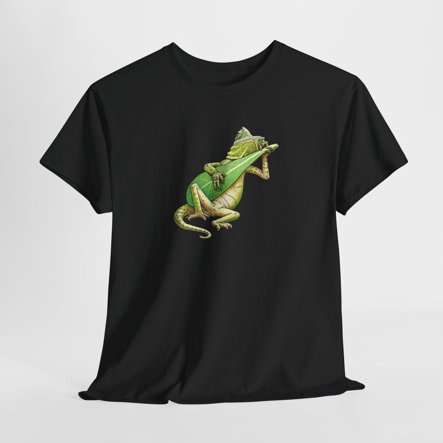 T-Shirt Lézard Fun Musique Nature – Reptile Joueur Instrument Feuille – Tee Shirt Original Humour Détente