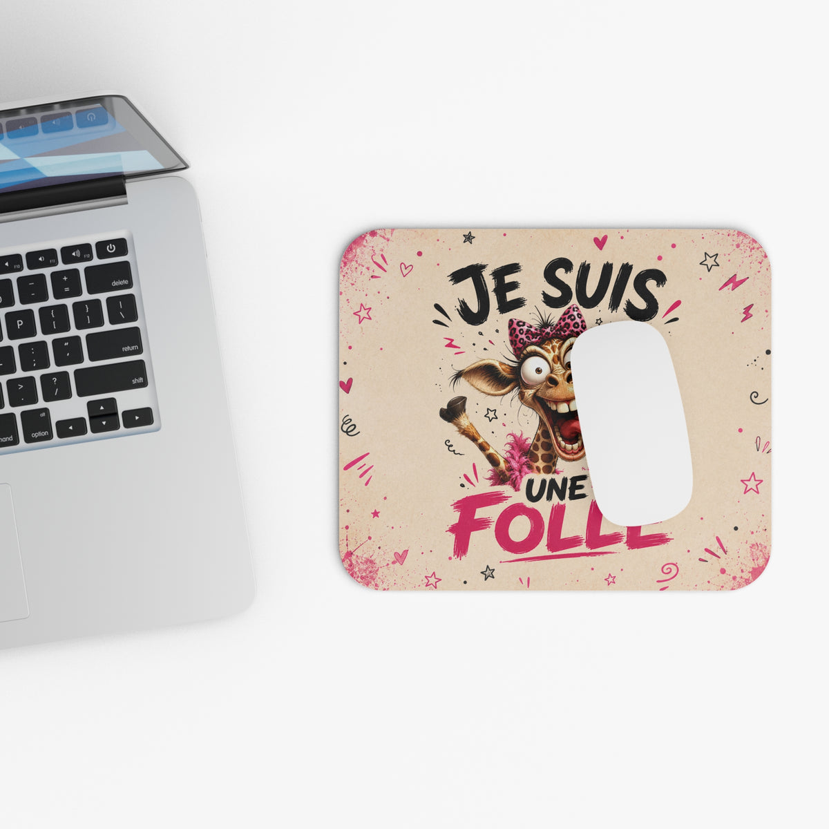 Tapis de Souris 22x18cm Je Suis une Folle – Girafe Déjantée Humour Femme – Cadeau Drôle Original