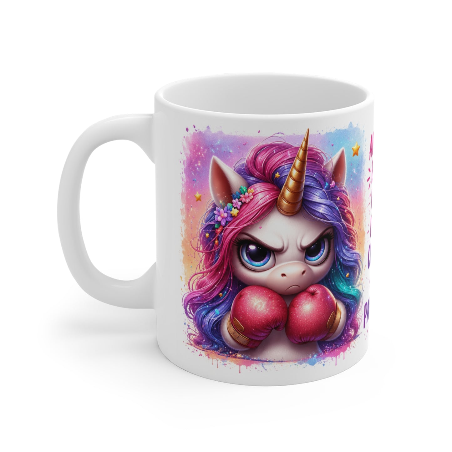 Tasse Licorne Humour Boxe – Mug “Approche Encore Un Peu” – Cadeau Femme Fille 325ml