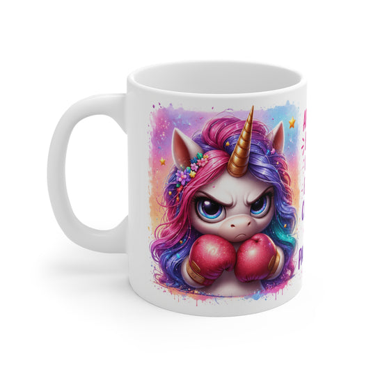Tasse Licorne Humour Boxe – Mug “Approche Encore Un Peu” – Cadeau Femme Fille 325ml
