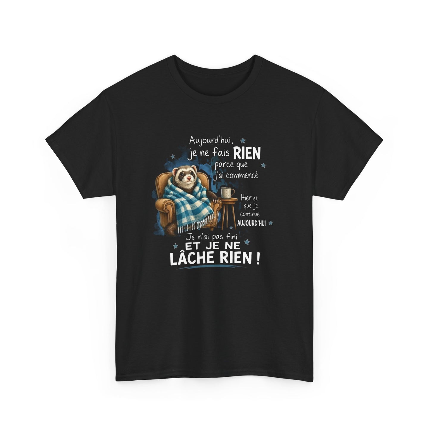 Tee-Shirt Humour Homme et Femme – Furet Détente Paresse Repos – Cadeau Original Drôle pour Amateur de Farniente et Animaux