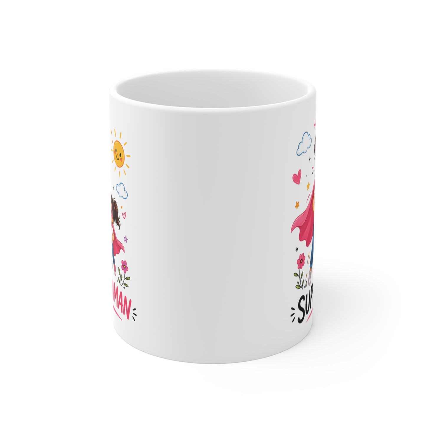 Tasse Super Maman – Mug Maman Héroïne avec Fille – Cadeau Fête des Mères Original 325ml